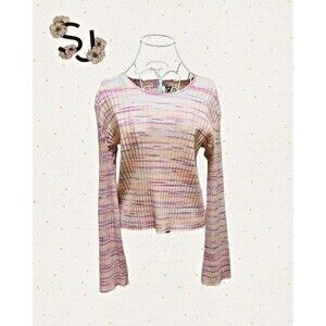 💗Sincerely Jules Women’s  XL Cropped Space-Dye Multi-Color Ribbed Sweater NWT